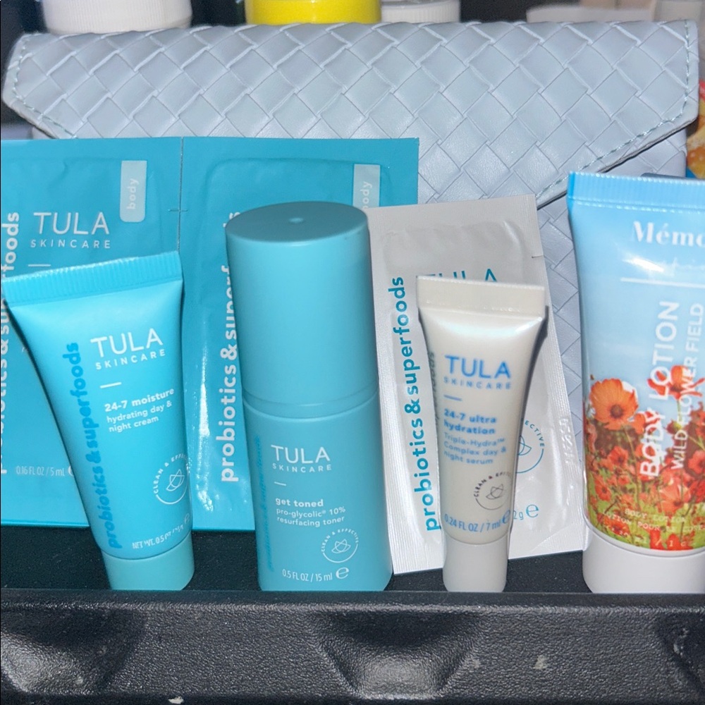 Tula Skincare Travel Set in Aqua and White